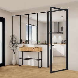 Glastrennwandsystem mit Tür und Brüstung
