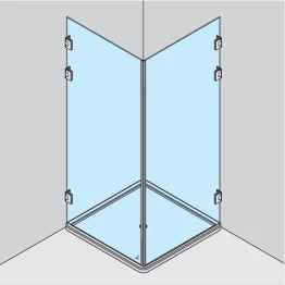 Set 2 portes de douche angle double