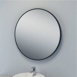 Miroir rond cadre noir