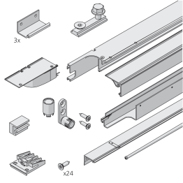 Rails pour 3 portes bois Folding Concepta III 20/25 kg