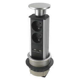 Bloc prises encastrable avec USB diamètre 80