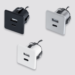 Mini bloc prises USB A+C carré