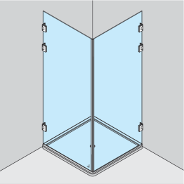 Set 2 portes de douche angle double