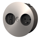 Blok met 1 inbouwstopcontact, 1 dubbele USB lader Twist