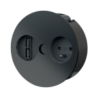 Blok met 1 inbouwstopcontact, 1 dubbele USB lader Twist