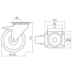 Draaiend wiel Ø125 mm