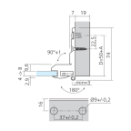 Charnière clipsable à nœud pour porte en verre