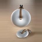 Knop porselein/leder
