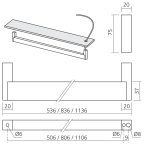 Kledingstang LED 12 V rechthoekig