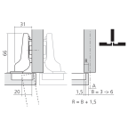 Charnière CLIP top à 107° pour porte en semi-applique