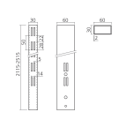 Stellijst rechthoekig 60 x 30 mm