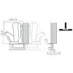 Scharnier CLIP top 155° voor halfopliggende deur