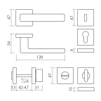 Deurkruk op vierkant rozet PLANET Q