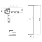 Tafelpoot aluminium geribd ARCO
