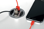Kabeldurchführung mit USB-Ladegerät und USB-Anschluss