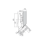 Charnière CLIP top BLUMOTION pour porte d'angle +45°