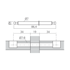 Tourillon double pour panneau de 19 mm
