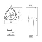 Pied de table conique Ø60 mm
