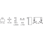 Garnituur voor 1 plooi- en inschuifdeur Concepta Folding 25 hoogte 1851 - 2600 mm