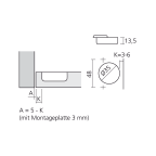 Scharnier Titanium 110° Innenanschlag mit Dämpfung Silentia+