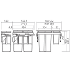Afvalemmer EVO afvalsortering 74 L