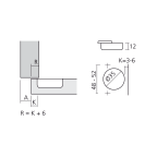 Charnière 110° en semi-applique amortie
