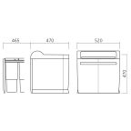 Poubelle coulissante tri sélectif 50 L