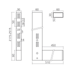 Stellijst voor rekken éénzijdig 60 x 30 mm