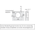Scharnier CLIP top 155° Eckanschlag, 0-Einsprung