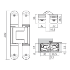 Unsichtbares Scharnier TECTUS 120 kg