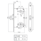 Magnetisch insteekslot doorn 50 voorplaat 190 x 22