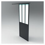 Schuifdeur glasstructuur interieur enkel