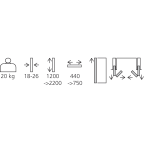 Garnitur Folding Concepta III für 1 Paar Falttüren, Push-to-open 20 kg
