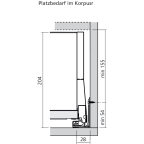 Innenauszug E BOXCAP mit Schubkastenfront Relingstange (H: 209 mm)