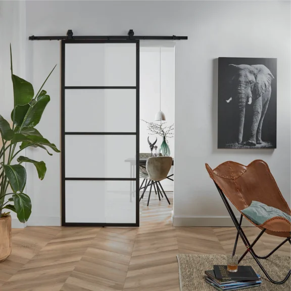 Porte coulissante BASIC TOP Verre dépoli