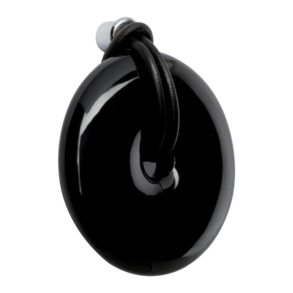 Knop porselein/leder