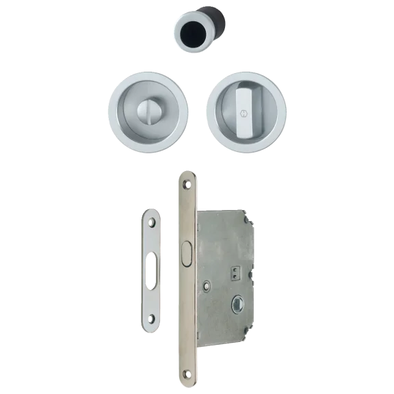 Ensemble rond fermeture porte coulissante