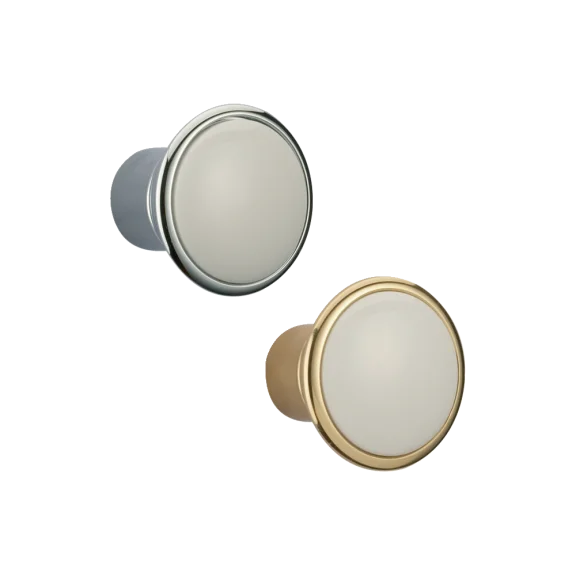 Knop metaal en porselein