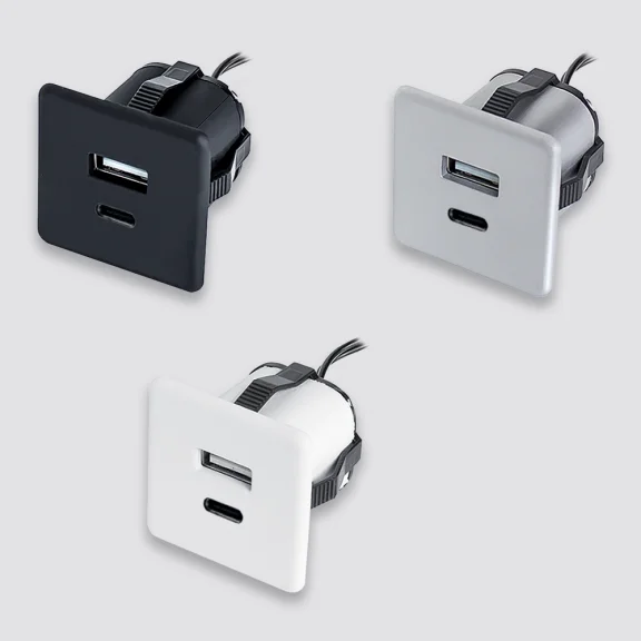 Mini-USB-Steckdose A+C, quadratisch