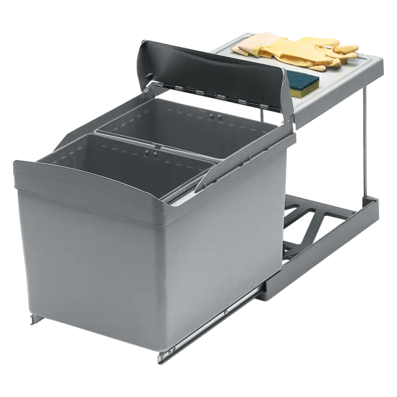 Abfallbehälterauszug für Mülltrennung, Vollauszug, Edelstahl, 32 L