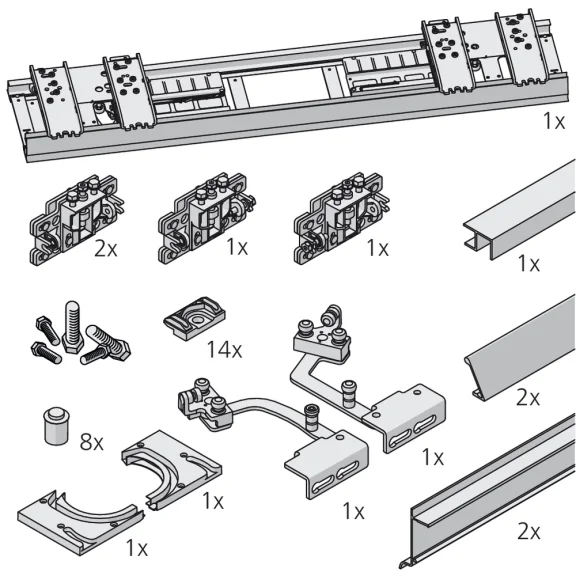 Garniture Frontino 20 haut et bas avec rail de guidage
