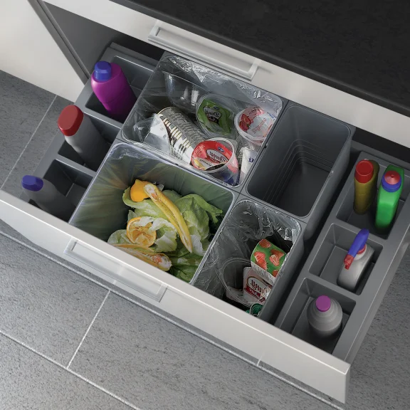Modulaire set voor afvalemmers voor TANDEMBOX lade