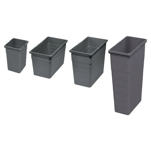 Seaux 11, 25, 35 et 42 L pour poubelles tiroir anthracite