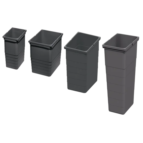 Seaux 8, 17, 26 et 32L pour poubelles tiroir anthracite