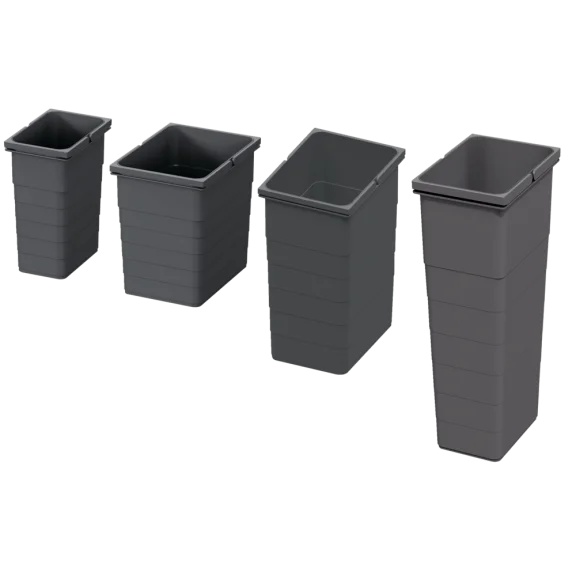 Seaux 8, 17, 26 et 32 L pour poubelles tiroir anthracite
