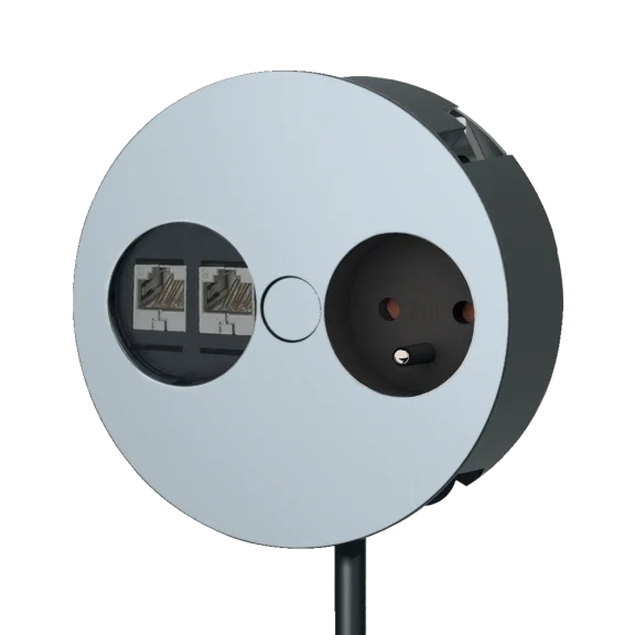 Blok met 1 stopcontact en 2 RJ45 Twist inbouw