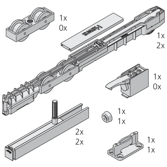 Garniture 1 porte Junior 100/B vis courte