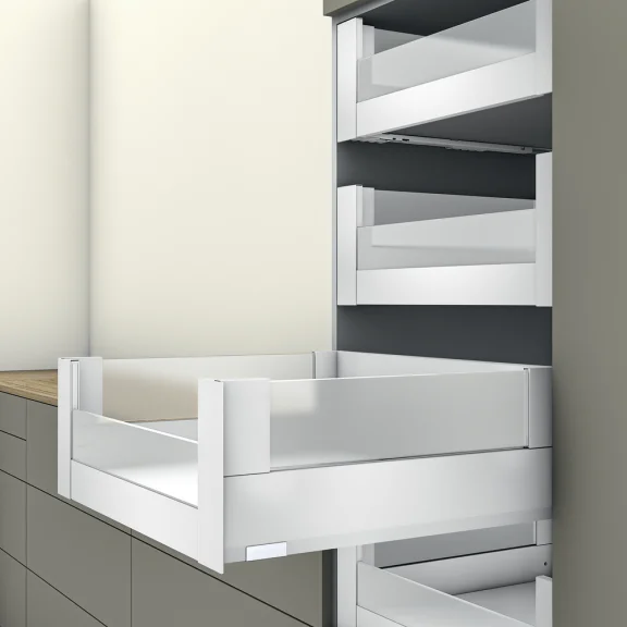 Tiroir à l'anglaise E BOXCOVER façade demi-verre (H : 209 mm)