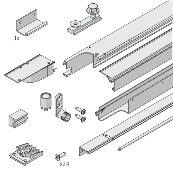 Rails pour 3 portes bois Folding Concepta III 20/25 kg