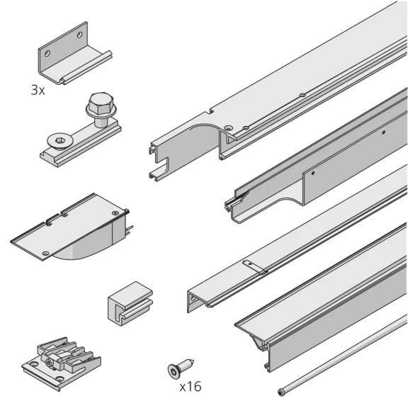 Rails voor 2 houten deuren Folding Concepta III 20/25 kg